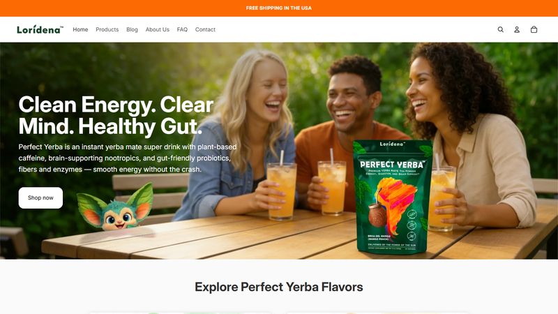 Perfect Yerba Shopify store homepage